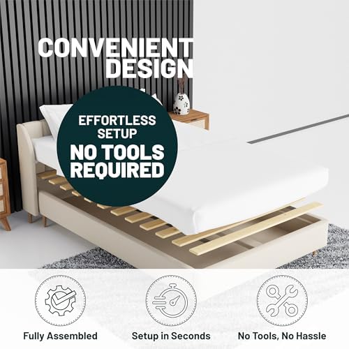 Treaton, 1-Inch Extra Heavy Duty Horizontal Wooden Bunkie Board/Bed Slats, 80.5" x 72", Beige
