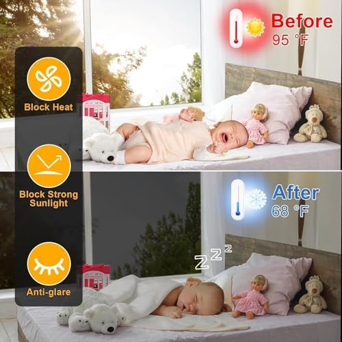 One Way Window Privacy Film Sun Heat Blocking, Reflective Mirror for Glass Windows Cover, Static Cling, Removable, Anti-UV, Anti-Glare Window Tint for Home, Silver, 35.4 Inch * 157.4 Inch