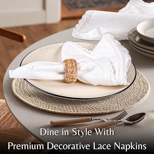 Ramanta Home White Linen Flax Cloth Napkins Set of 12, 20x20 Inches