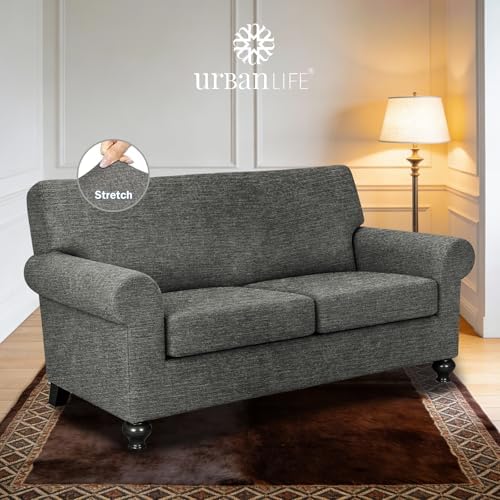 URBANLIFE 3-Piece Stretch Sofa Covers for 2 Cushion Couch, Gray