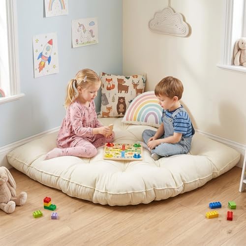 ShowyLive Large Corner Floor Cushion, 39.37" Radius Corner Kids Rug