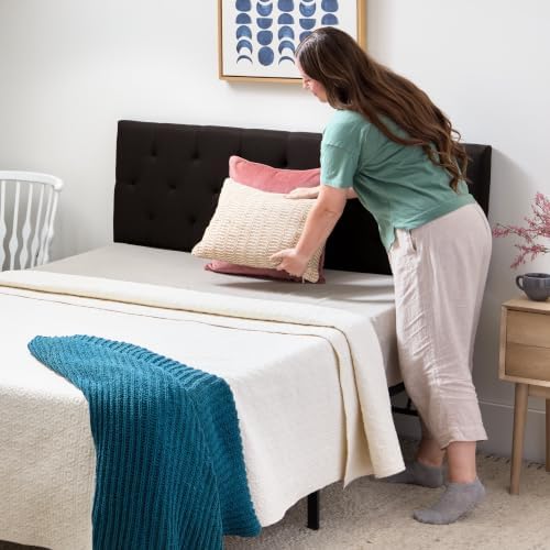 LUCID Mid-Rise Upholstered Headboard, Diamond Tufted, Black, Queen Size