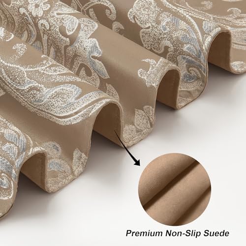 Loom and Mill Damask Floral Table Runner 72 Inches Long, Light Coffee