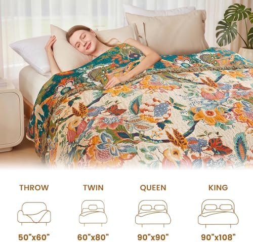 MSGKV Boho Throw Blanket 50"x60" 100% Cotton Vine Blanket for Couch Bed