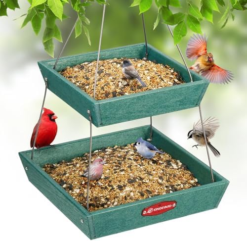 Kingsyard 2 Tier Platform Bird Feeder for Outdoors Hanging