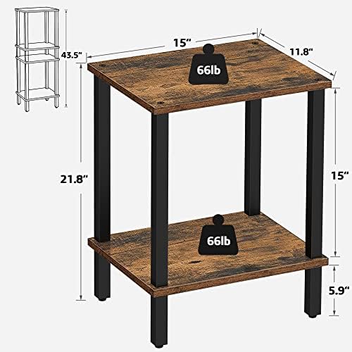 TUTOTAK End Table, Side Table, Nightstand, 2-Tier Storage Shelf