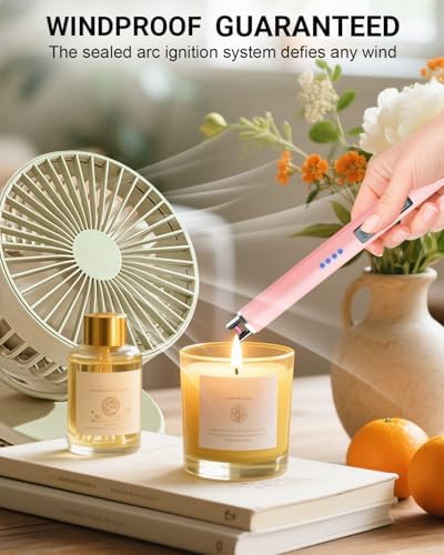 FUKKUDA Electric Candle Lighter, Rechargeable USB Arc Lighter for Candles, Fireplace, Camping BBQ, Christmas Stocking Stuffers, Birthday, Valentines Day and Easter Gifts for Women Men (Rose Gold)