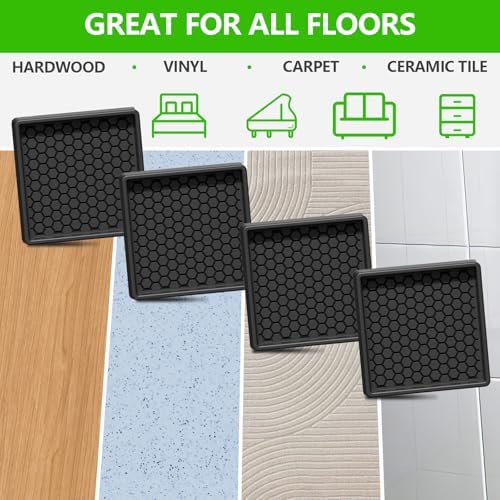 Non Slip Furniture Pads - 12PCS 2.5" Square Anti Slip Furniture Caster Cups