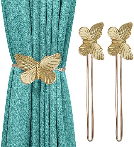 Lewondr Curtain Tie Magnetic, 1 Pair Vintage Curtain Drapery Holdback, Gold