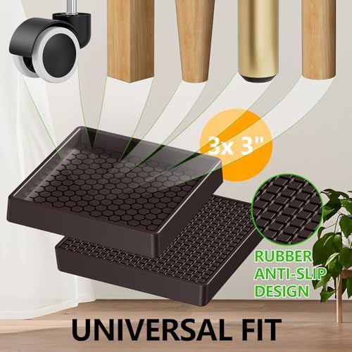 Non Slip Furniture Pads Square, 3" 8PCS Furniture Coasters for Wood Floors