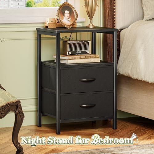Huuger Night Stand Set of 2, Nightstand with 2 Drawers, Bedside Table