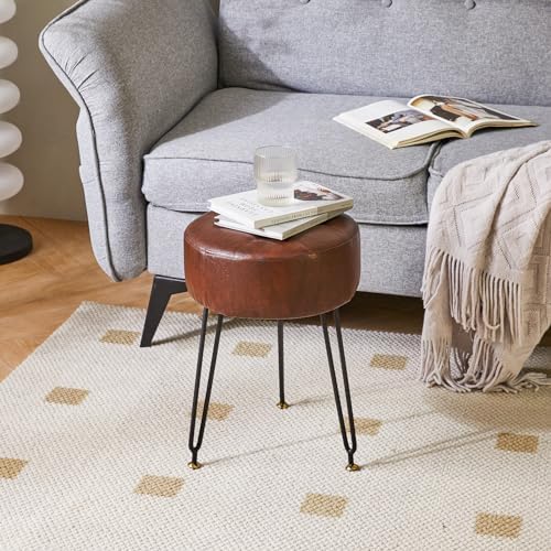 IBUYKE Makeup Vanity Stool, Faux Leather Footrest Chair, Dark Brown LG-31Z