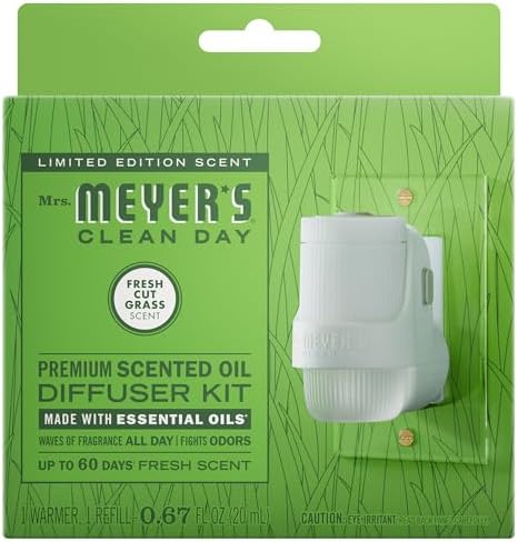 MRS. MEYER'S CLEAN DAY Scented Oil, Fresh Cut Grass, 1 Warmer and Refill