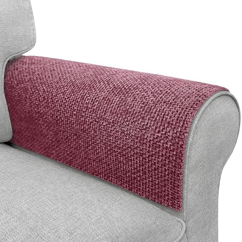 Couch Arm Covers, Sofa Arm Covers, Waterproof Armrest Cover for Sofa, Armchair, Loveseat, Non-Slip Recliner Arm Cover, Headrest Cover, Arm Chair Covers Set of 2 (Burgundy, 26"×26")