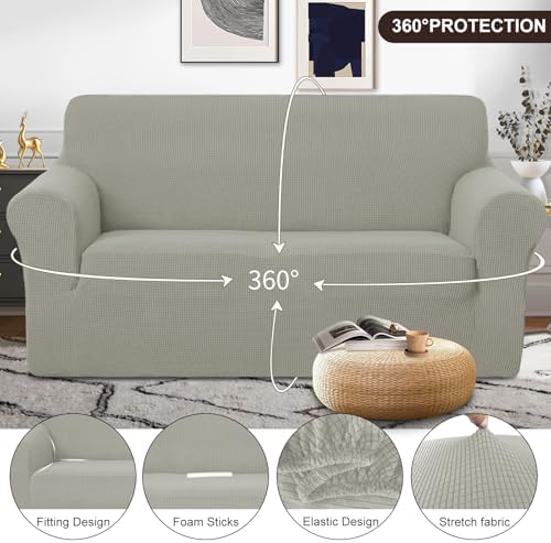 U-NICE HOME Oversized Stretch Loveseat Couch Cover, Taupe