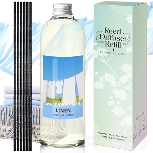 STRN Reed Diffuser Refill, Linen Scent Diffuser 500ml Long-Lasting Summer