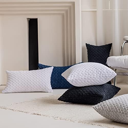 Kevin Textile Soft Corduroy 22x22 Inch Pillow Covers 2 Pack, Pure White
