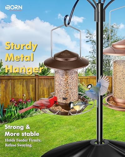 iBorn Hanging Bird Feeder Metal Chew Resistant, Coffee,1.32 LB