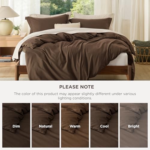 Bedsure Oversized King Duvet Cover, Double Brushed Bedding Set, Dark Brown