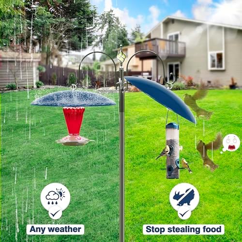 Bird Feeder Dome Guard,Squirrel Baffle for Hanging Feeder,13-Inch Cover for Shepherd's Hook in the Outdoors,Smart Birds Feeder's Umbrella(Blue), 1 Pack