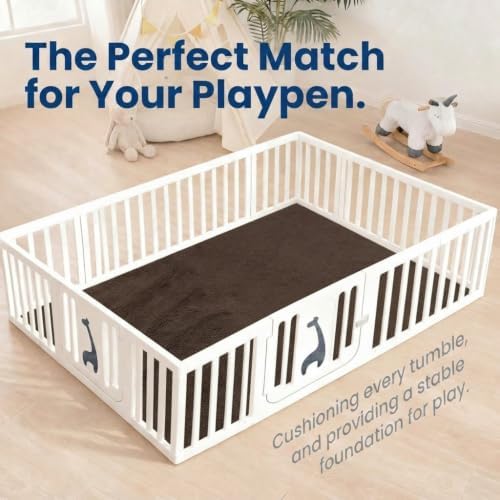 Baby Play Mat for Floor,Extra Large 79"×118" Tummy Time Mat,Thicker Memory Foam Mats for Toddler,Infant,Kids,Water Repellent Ultra Soft Coral Velvet,Non-Slip Backing Safe for Crawling(Dark Brown)