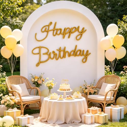 Yellow Happy Birthday Sign Knitted Wire Words Birthday Wall Hanging Decor