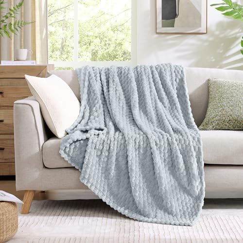 Monbix Twin Blanket for Couch-Room Decor Fuzzy Fleece Flannel Bed Blankets