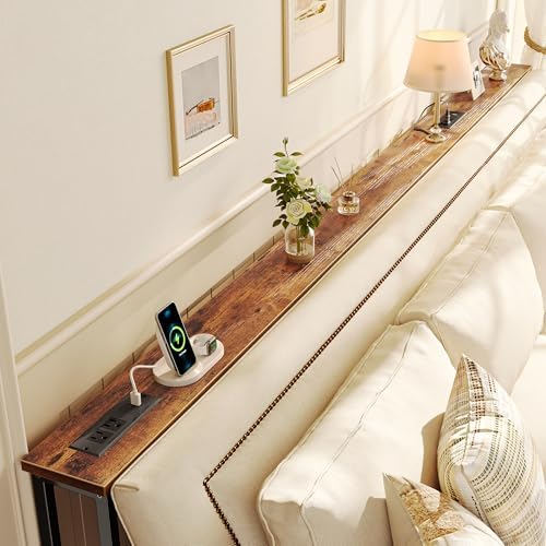 SUPERJARE 102 Inch Sofa Table with 2 Power Outlets and USB-C Ports