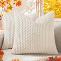 Kevin Textile Soft Corduroy 26x26 Inch Pillow Covers 2 Pack, Cream White