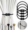 4Pcs Magnetic Curtain Tiebacks Modern Handmade Rope Curtain Tie Backs Black