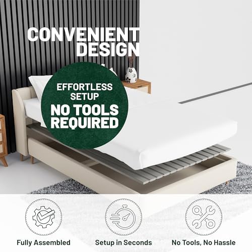 Wooden Twin Bed Slats for Support Under Mattress with Cover – Replacement Wood Slats for Twin Size Bed Frame – Under Mattress Support Without Extra Height – 2.38-Inch Standard Width