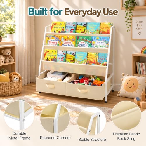 32" Kids Bookshelf and Toy Storage Organizer, Montessori Toddler Bookshelf