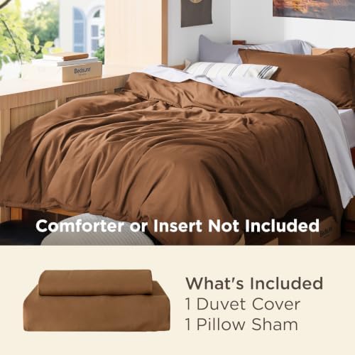 Bedsure Twin/Twin XL Duvet Cover, Soft Double Brushed Bedding Set, Brown