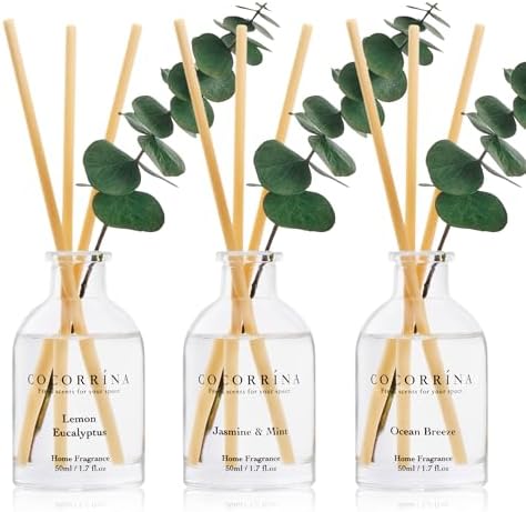 COCORRÍNA Reed Diffuser Set of 3 with Dried Eucalyptus for Home & Office