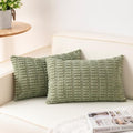 Pack of 2 Corduroy Decorative Throw Pillow Covers 12x20 Inch, Sage Green