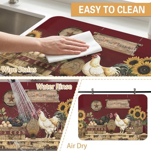 Kitchen Countertop Dish Drying Mat,Super Absorbent Coffee Bar Mat for Maker Espresso Machine, Anti-Slip Accessories for Kitchen Countertops 24x18 Inch