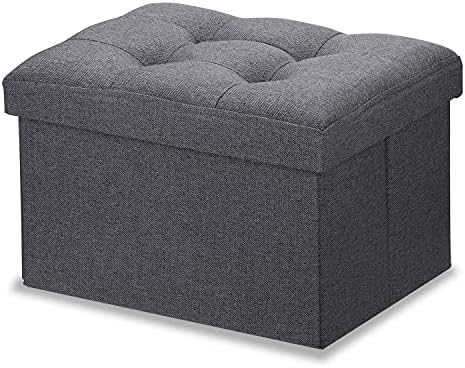 LINMAGCO Ottoman with Storage Small Foot Rest Stool Under Desk Stool Short Folding Footrest for Living Room Bedroom Home Office Dorm Dark Gray 16X12X12IN