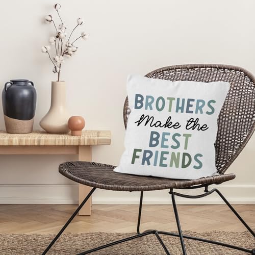 Boys Room Throw Pillow Cover 18x18, Brothers Make the Best Friends Decorative Pillow Covers for Kids Toddler Boy Nursery Room Bedroom Playroom, Playroom Accent Pillows Cover Pillowcases