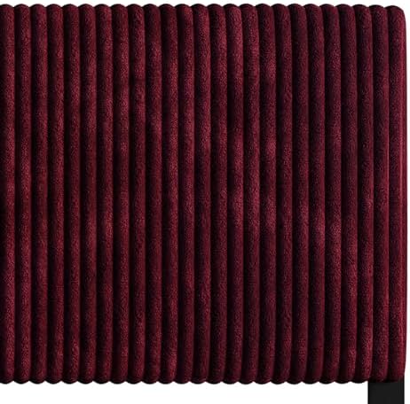 Queen Corduroy Velvet Upholstered Adjustable Headboard, Red