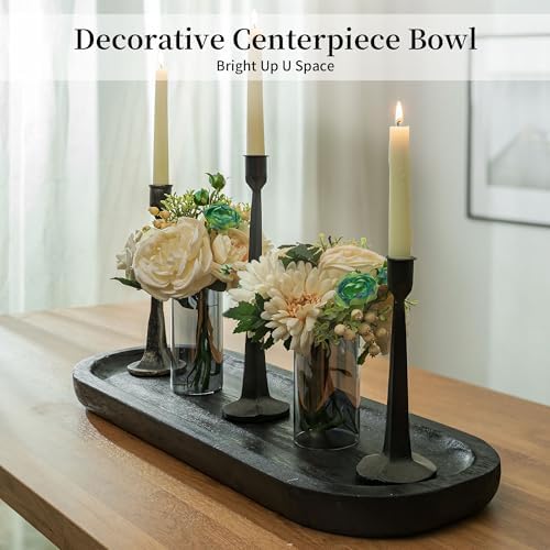 Hanobe Extra Large Wood Decorative Bowl for Table Centerpiece, 25.5" Black