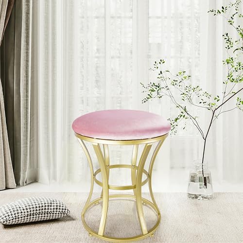Vanity Chair, Small Velvet Vanity Stool & Ottoman Bench for Bathroom, Dorm