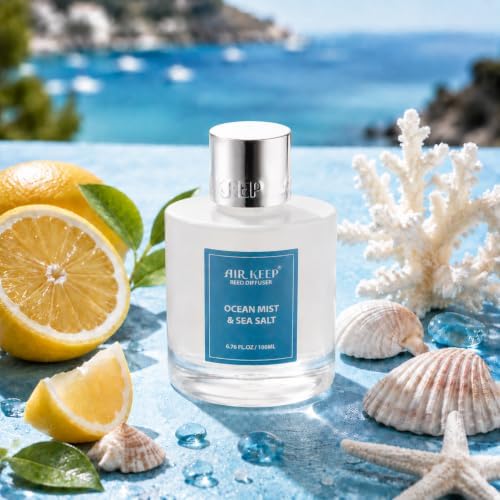 Airkeep Reed Diffuser Set/Ocean Mist&Sea Salt/6.76 fl oz(200ml)/1 Pack/Home & Office Decor Aromatherapy Diffuser Oil Gift Set