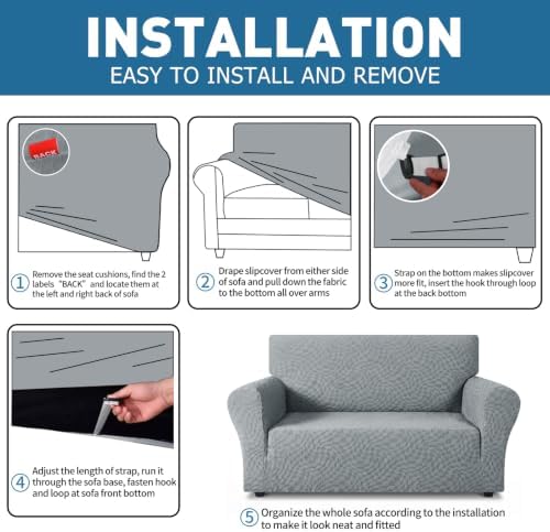ZNSAYOTX 1 Piece Stretch Chair Cover with Arms (34"-44"), New Plaid Armchair Cover with Elastic Band for Living Room, Ultimate Soft Cozy Washable Chair Slipcover Form Fit Protector, Light Grey