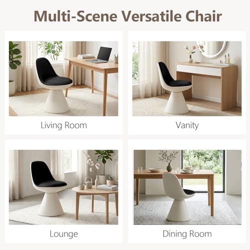 Modern Upholstered Vanity Stool Chair, Comfy PU Leather Ottoman Stool