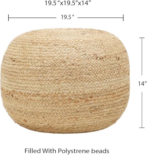 · REDEARTH · Jute Circular Pouf Ottoman Foot Stool - Jute Natural, Set of 2