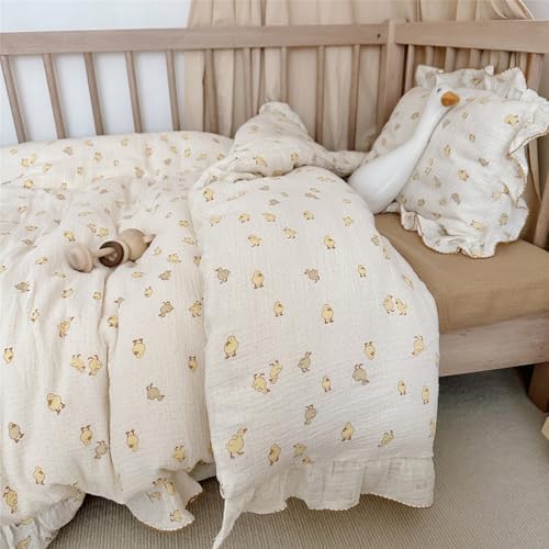 Muslin Cotton Toddler Duvet Cover, Duck Print, 47"x59", No Pillow