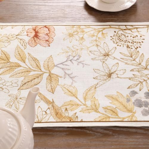 patdrea Designer French Print Short Table Runner,12"X87"