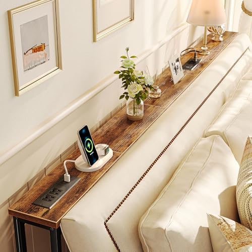 SUPERJARE 79 Inch Sofa Table with 2 Power Outlets and USB-C Ports