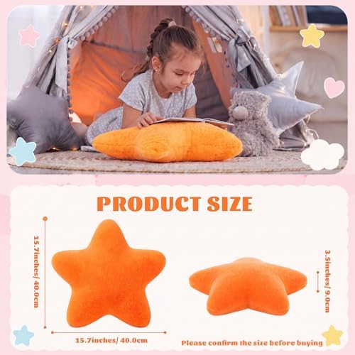 Soaoo 5 Pcs Star Fluffy Pillow Star Shape Pillow, Rainbow Mix