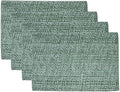 Sweet Home Collection 100% Cotton Placemats for Dining Room Rectangle Two Tone Woven Fabric 13" x 19" Soft Durable Table Mat Set, Set of 4, Light Green